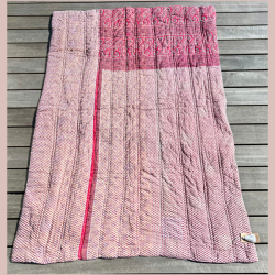 Vintage sari quilt (140x200) - lyserd/lilla/gul