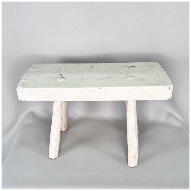 Skammel - rustik, hvid
