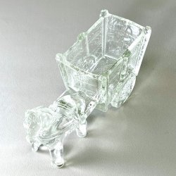 Vintage glasskl med sel og vogn - stor