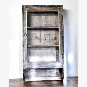 Smalt vitrineskab - grn/brun 