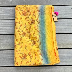 Sari Kantha vintage tppe - gyldne farver (140x200)