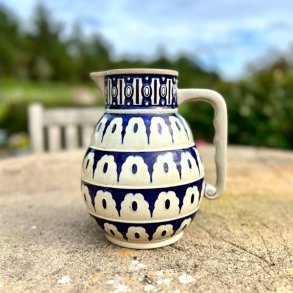 Vintage tysk keramik kande i bl og gr glasur