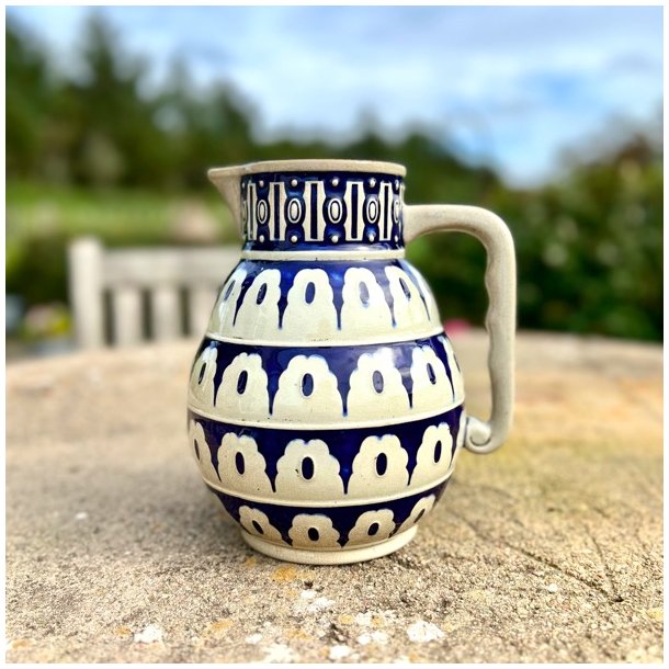 Vintage tysk keramik kande i bl og gr glasur