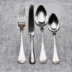 Vintage bestik - kniv, gaffel, ske og suppeske 