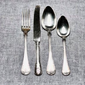 Vintage bestik - kniv, gaffel, ske og suppeske 