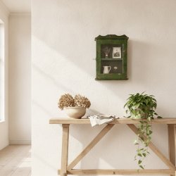 Lille skab - m�rkegr�nt m/blomster