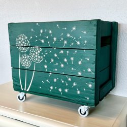 Gl. lkasse p hjul - grn