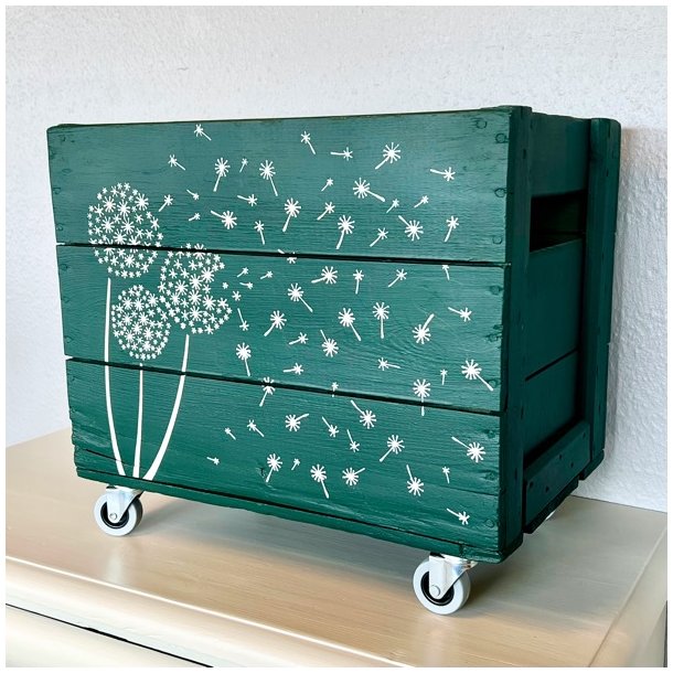 Gl. lkasse p hjul - grn