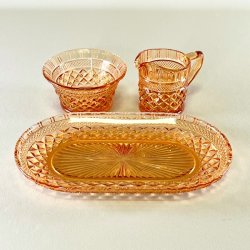 Vintage sukker/flde st p glasbakke - orange glas